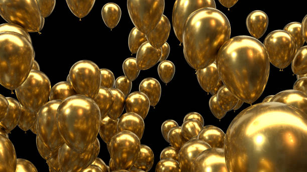 istock 3d render golden balloons on a black background 1298656422