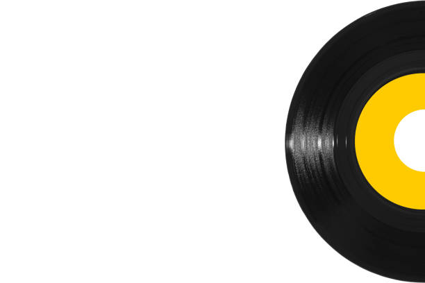 istock Right border vinyl 45rpm single record on white background with copy space 1298657616