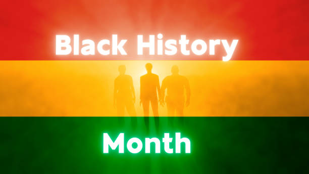 Black history month text Black history month text on red gold and green background police brutality photos stock pictures, royalty-free photos & images