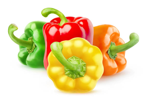 istock Raw bell peppers of different colors isolated on white 1298662311