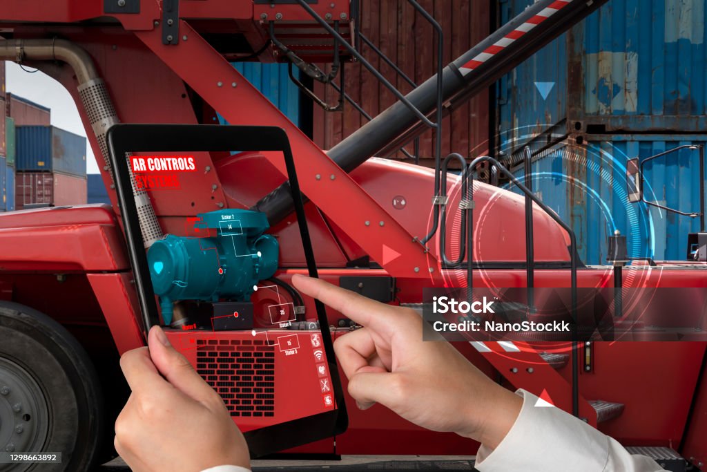 Factory Camera Augmented Reality Engineer Use Augmented Reality Software In Smart Factory Production ...