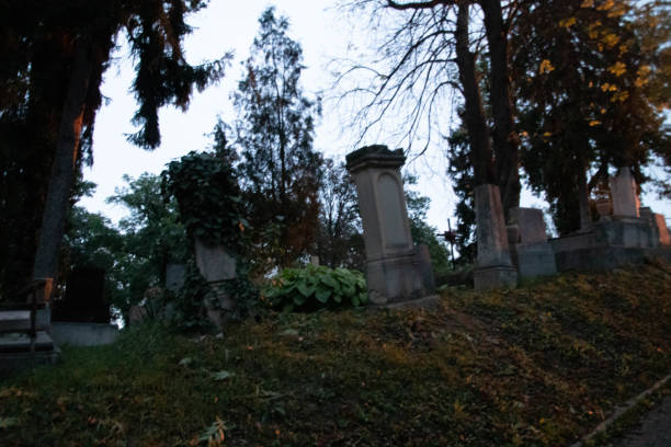 istock Old creepy gravestones which are 420 years old. 1298673526