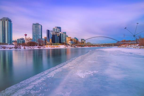 istock Long Exposure Sunrise Over An Icy Bow River 1298680973