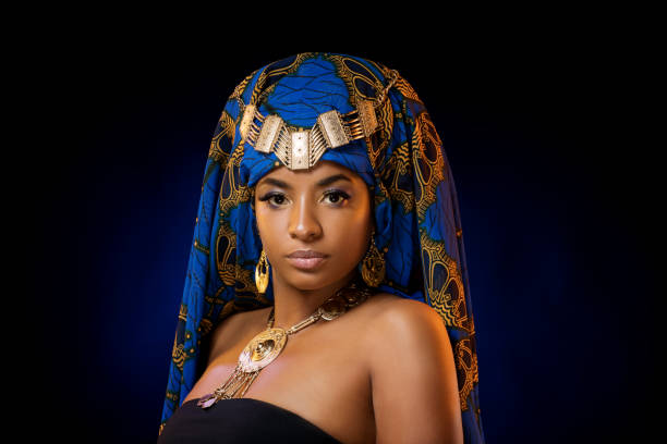 istock Beautiful Black Woman wearing authentic jewellery in Studio Setting 1298687459