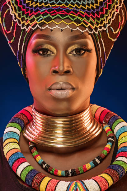 istock Beautiful Black Woman wearing authentic jewellery in Studio Setting 1298687594