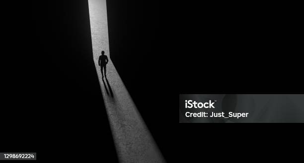 Leadership Uncertainty Looking Through Light At End Of Tunnel Outlook Future Stock Photo - Download Image Now