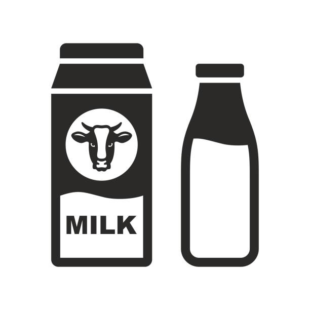 значок молока. бутылка молока. упакованное молоко. - milk bottle illustrations stock illustrations