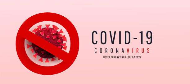 istock Stop Covid-19 banner. Coronavirus is crossed out with red STOP sign. Pandemic concept. Vector illustration. 1298696633