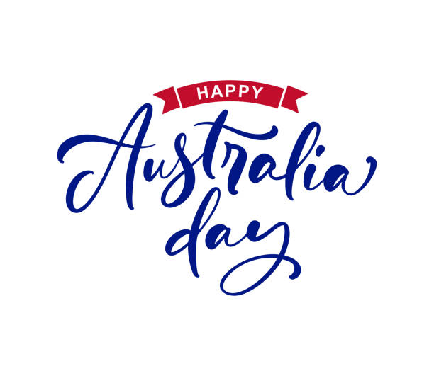 istock Handwritting calligraphic text  Happy Australia day lettering, calligraphy. Isolated on white background. Vector illustration EPS 10 1298698231