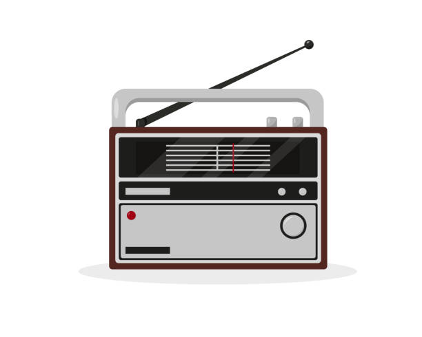 Radio icon isolated on white background. Radio icon isolated on white background. Vintage object vector illustration. radio stock illustrations