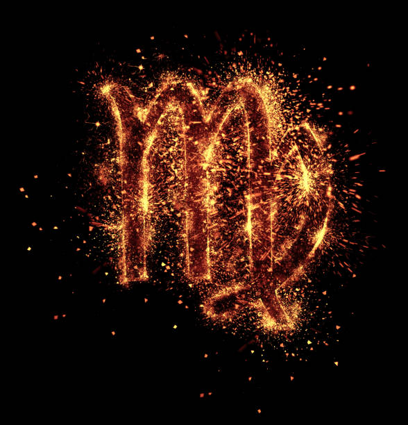 Virgo symbol spark is isolated on black background
