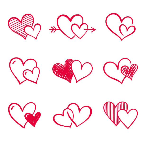 ilustraciones, imágenes clip art, dibujos animados e iconos de stock de corazones - dos corazones