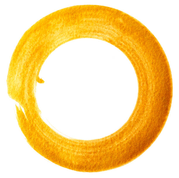 Isolated on white background golden circle brush stroke