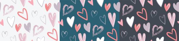 vektormuster in drei farben zur auswahl. herz, textur, hintergrund - blob heart shape romance love stock-grafiken, -clipart, -cartoons und -symbole