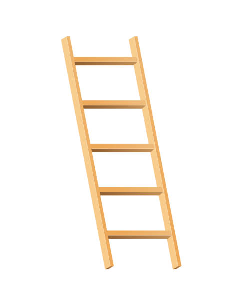 istock Wooden ladder household tool. Step ladder for domestic and construction needs. Isolated vector illustration 1298721590