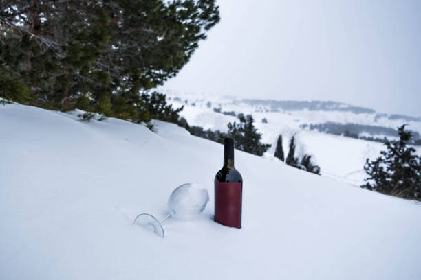 istock Wine bottle in the snow 1298723913