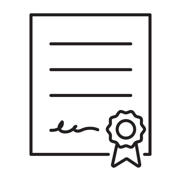 ocenění trofeje a vítězný certifikát tematní tenká čára icon set - upravitelný tah - ikonami certifikace stock ilustrace