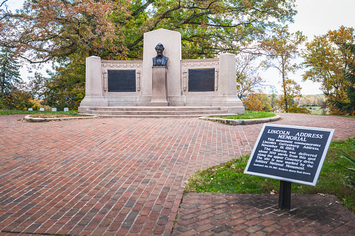 Gettysburg, PA/USA - October 18, 2015: Lincoln Speech Memorial built in 1912, a memorial to the Gettysburg Address, famous speech delivered by President Abraham Lincoln in 1863.