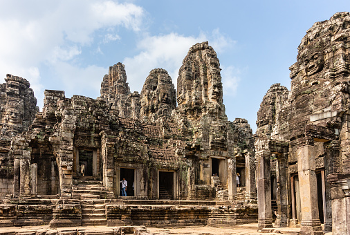 Side view of Angkor Wat temple in Cambodia