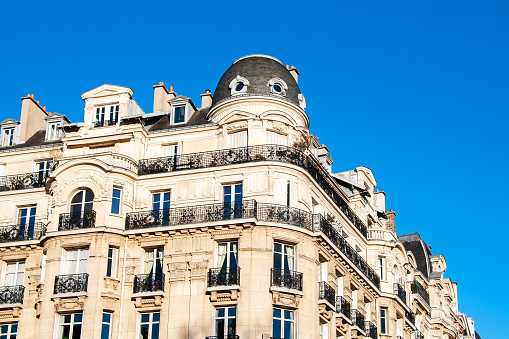 Facade  of the Parisian typical freestone building