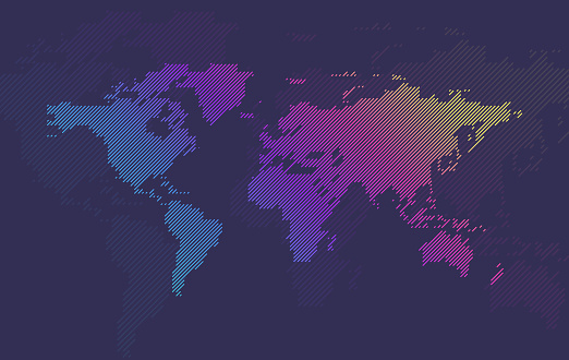 Multicolored gradient world map vector illustration.