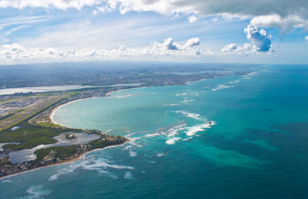 puerto rico - aerial image - coastline - puerto de sol imagens e fotografias de stock