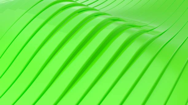 istock Abstract background with bright green lime wavy stripes. Abstract cut paper stripes. Modern background template for documents, reports and presentations. Sci-Fi Futuristic. 3d rendering 1298778310