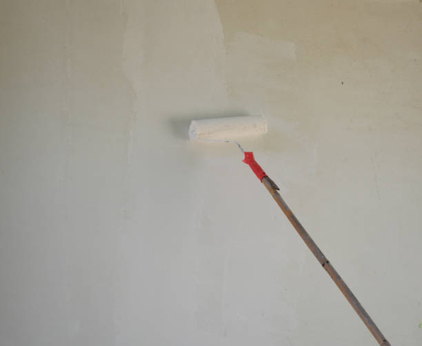 istock Painter painting white acrylic on house concrete wall 1298789657