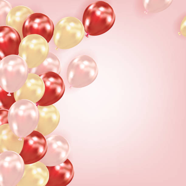 istock Festive background with air balloons. Holiday design for party, birthday, anniversary, Valentines day, wedding. Template for greeting card, banner, poster, invitation, flyer 1298791714