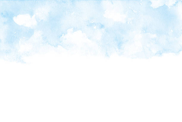 latar belakang cat air langit biru - watercolor background ilustrasi stok