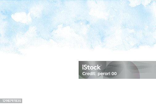 istock blue sky watercolor background 1298797835