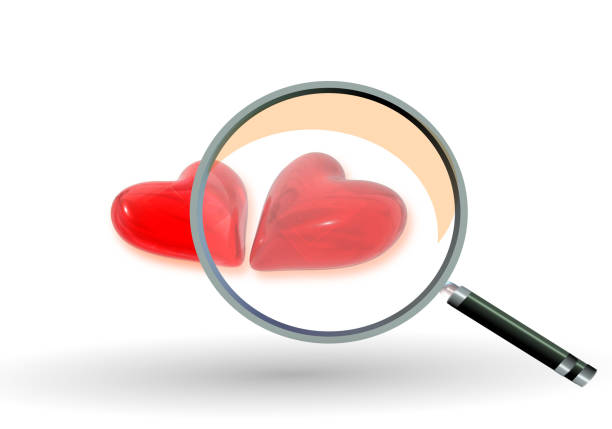istock heart valentine target zoom aim search examine zoom len focus on  - 3d rendering 1298805035