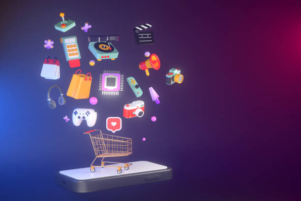 istock 3d rendering of smartphone and shopping cart. 1298807673