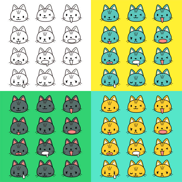 Facial expression (Emoticons) collection of cute cat Cute characters vector art illustration.
Facial expression (Emoticons) collection of cute cat.
include outline, black and white, multi colored. weak cat stock illustrations