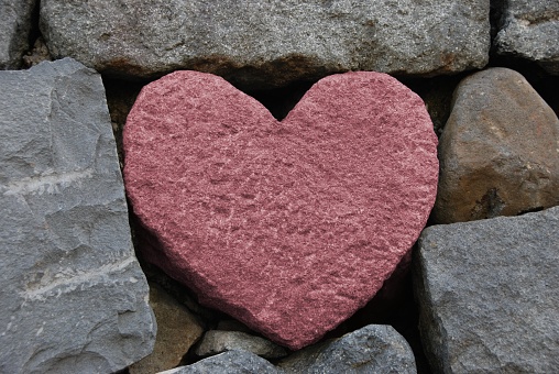 A stone pavement with a hidden heart-shaped stone in Nagasaki Prefecture, Japan.\nUrban area of Nagasaki City, Nagasaki Prefecture, Japan.