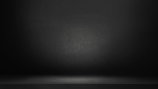 Black abstract cement wall and studio room , interior texture for display products. wall background.