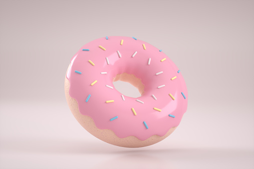 3d render donut on pastel background.