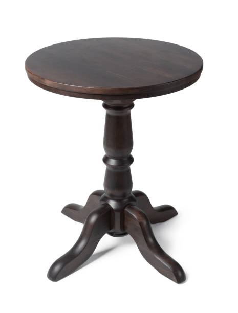 istock Oval wooden classic table isolated on white 1298832756