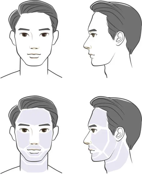 Vector illustration of Vector illustration of men face hair removal locations