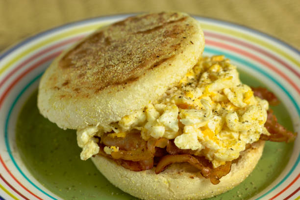 istock English muffin with bacon and scrambled eggs 1298839078
