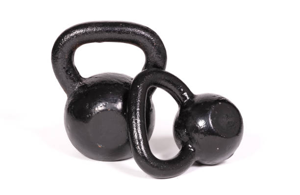 istock Black kettlebells isolated on a white background 1298839099