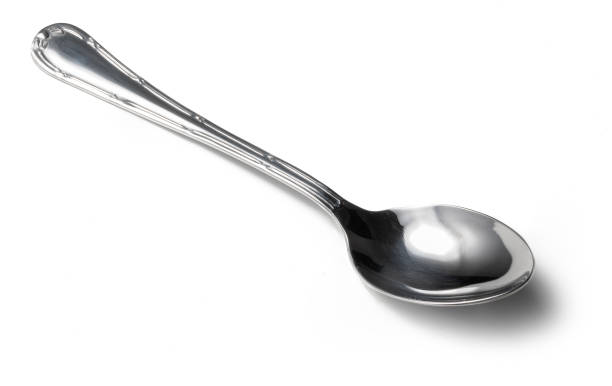 istock Stainless cutlery spoon isolated on white background 1298841188