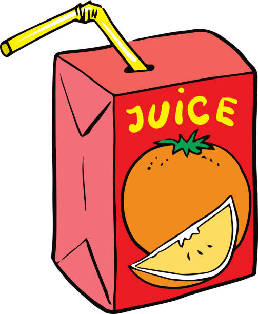 Orange Juice With Small Box Package And Straw Cartoon Illustration Isolated  On White Background Stock Illustration - Download Image Now - iStock