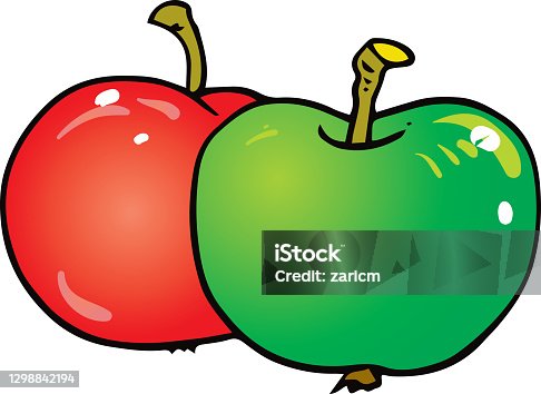 istock Red and green apple vector. 1298842194
