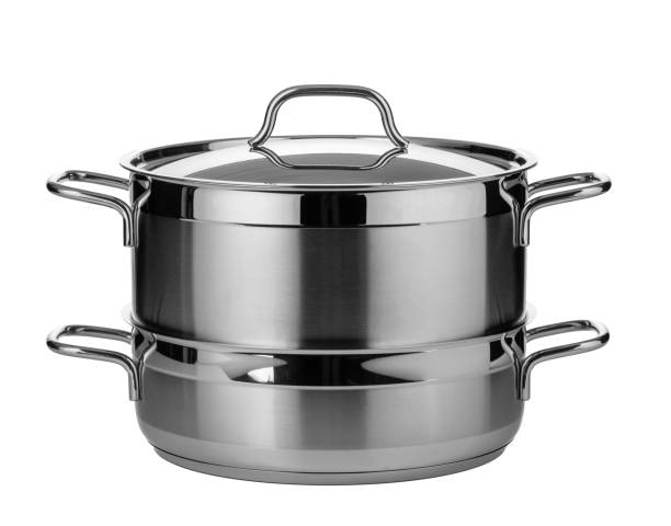 istock Stainless steel pot isolated on white background 1298843496