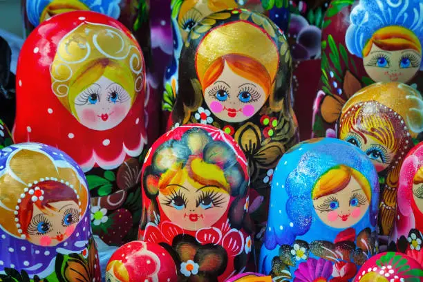 Photo of Traditional Russian toys for children - nested doll dolls.