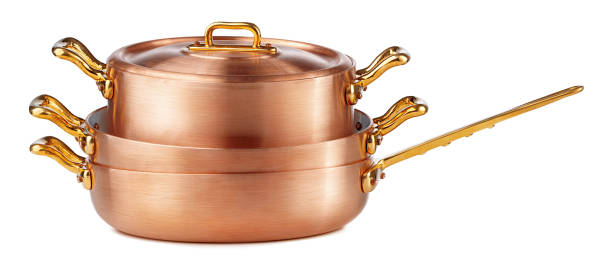 istock Clean and shiny copper pot isolated on white background 1298855997