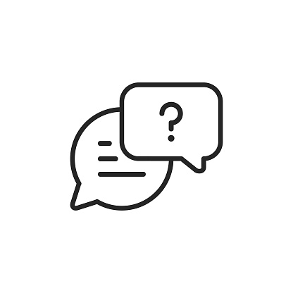 Speech Bubble, Text Messaging Vector Line Icon with Editable Stroke on White Background.