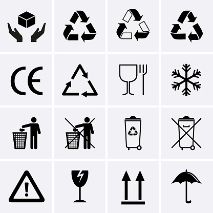 Recycling Icons. Waste Recycling. Packaging Symbols. Vector for web