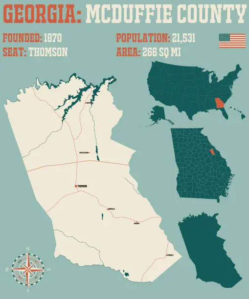 Vector illustration of Map of McDuffie County in Georgia